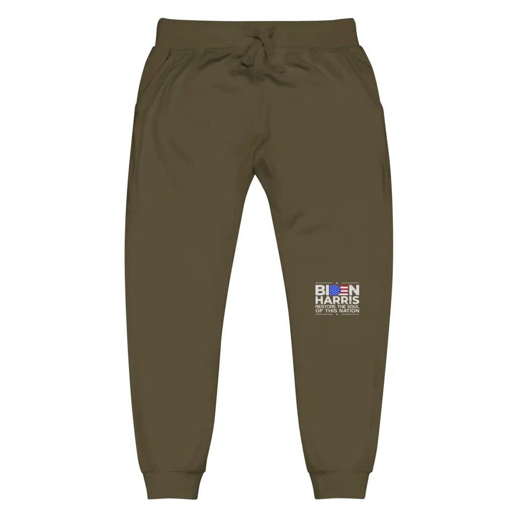 Biden Harris Unisex Fleece Sweatpants - Military Green / Xs