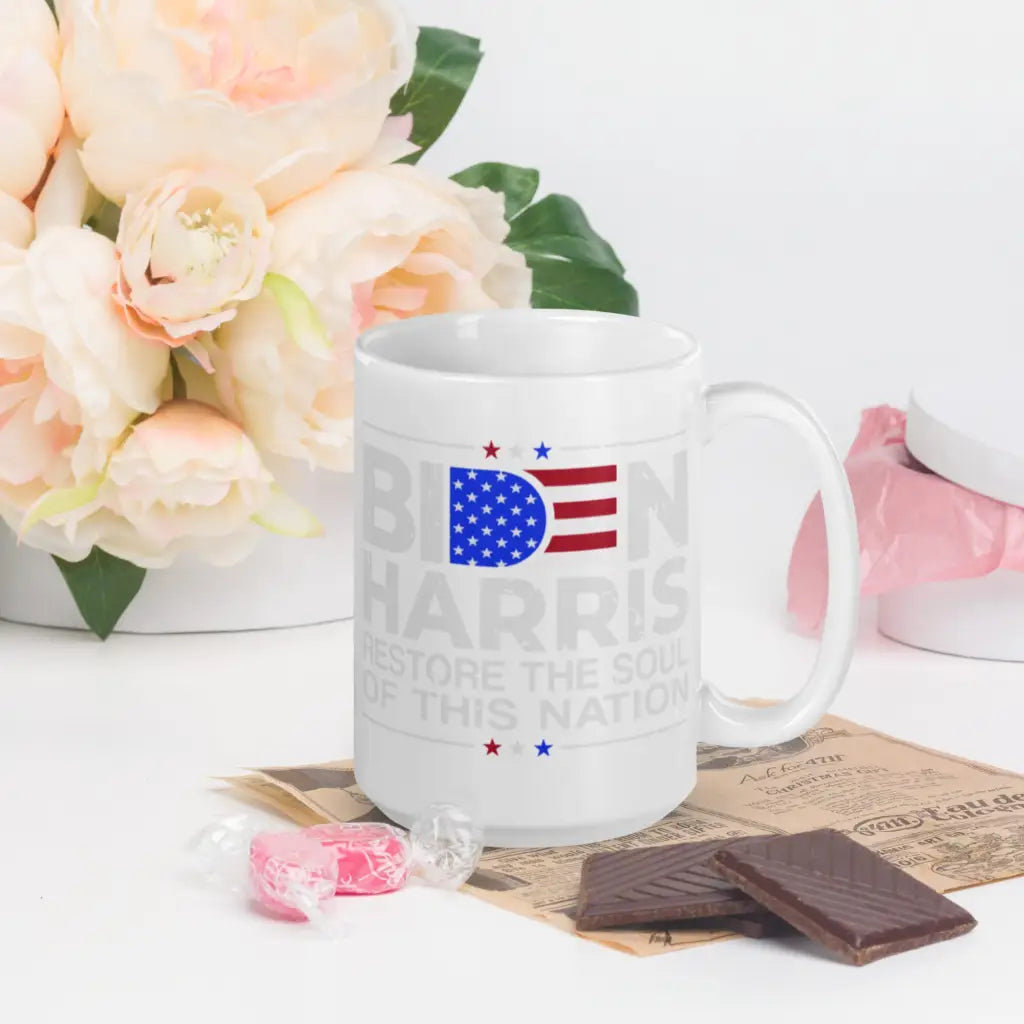 Biden Harris White Glossy Mug - 15oz - Democratic