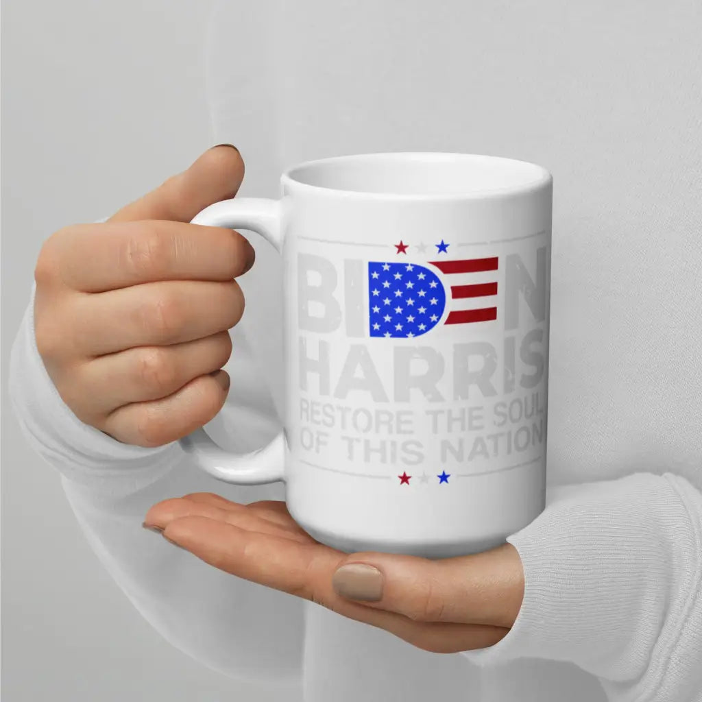 Biden Harris White Glossy Mug - Democratic