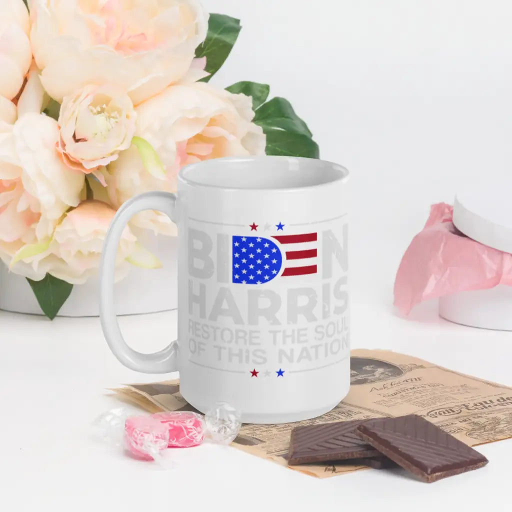 Biden Harris White Glossy Mug - Democratic