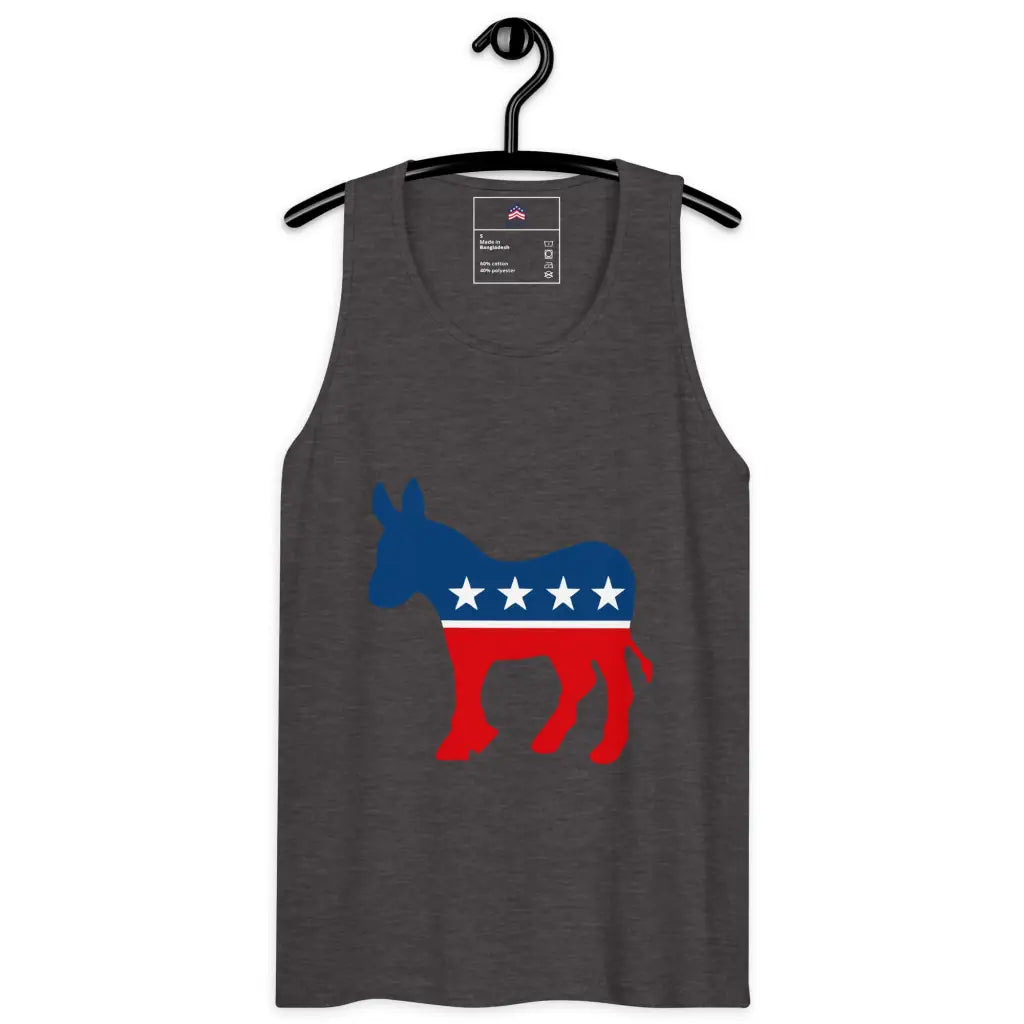 Democrat Donkey Men’s Premium Tank Top - Charcoal Heather /