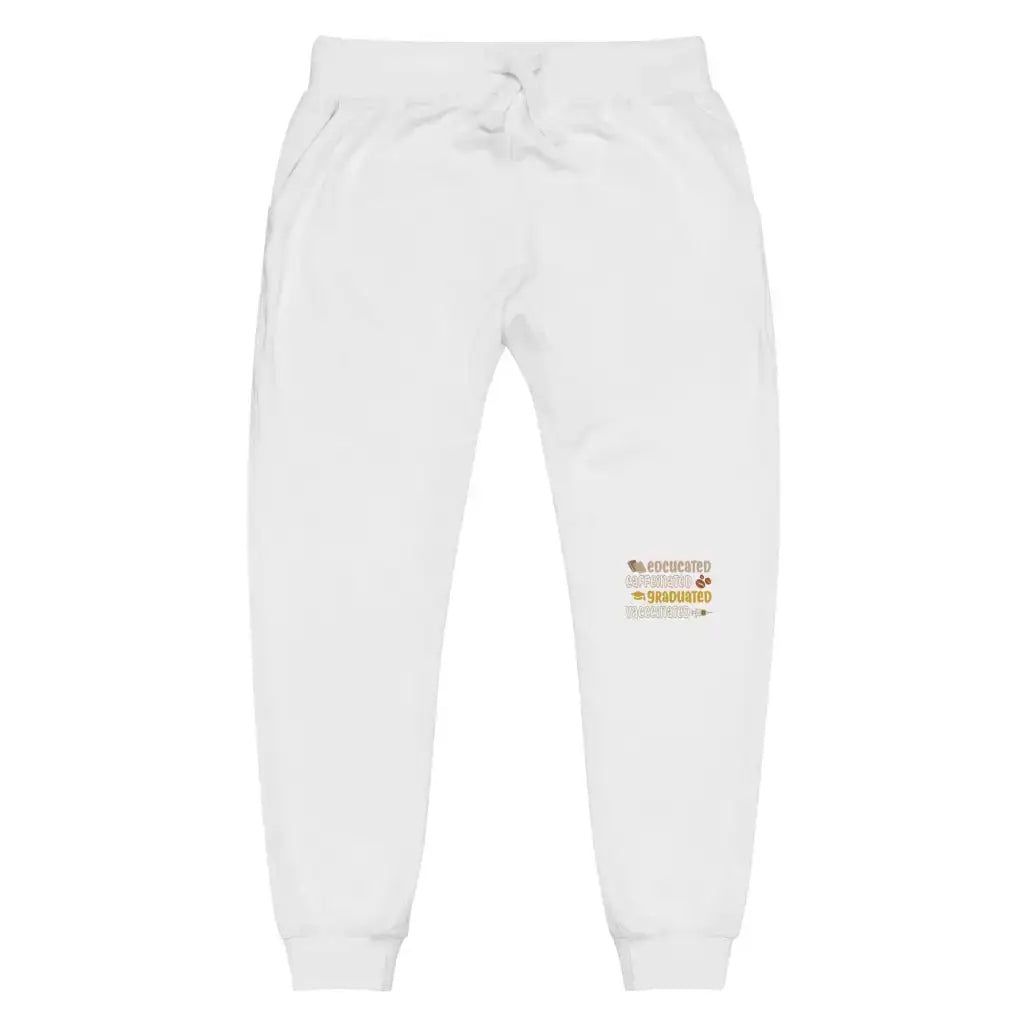 Educated Vaccinated 2 Unisex Fleece Sweatpants - White / Xs