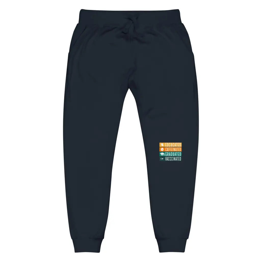 Educated Vaccinated Unisex Fleece Sweatpants - Navy Blazer /