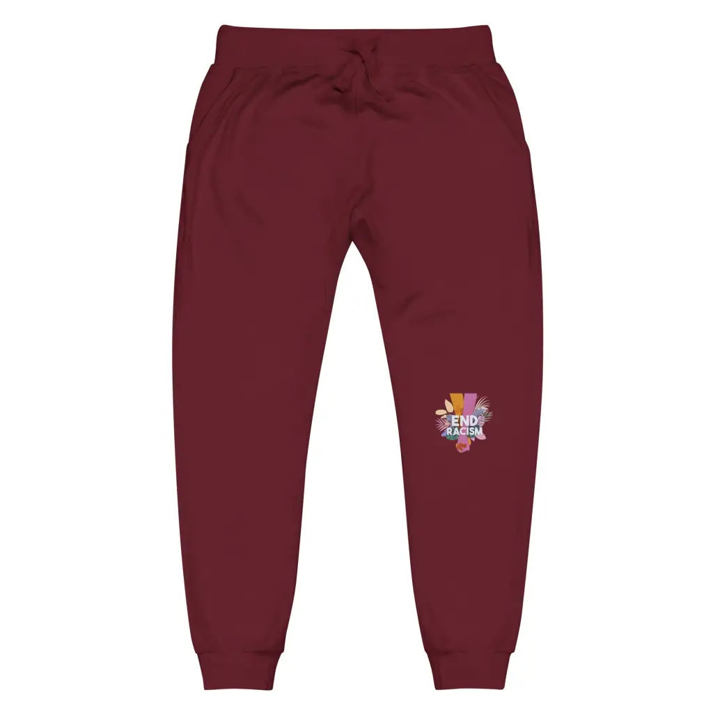 End Racism Unisex Fleece Sweatpants - Maroon / Xs -