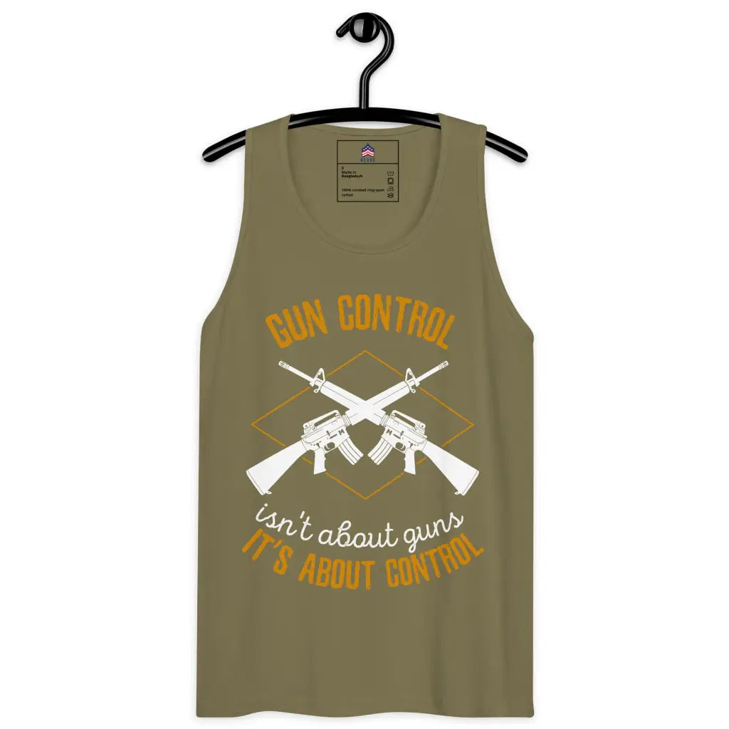 Gun Control Men’s Premium Tank Top - Military Green / s -