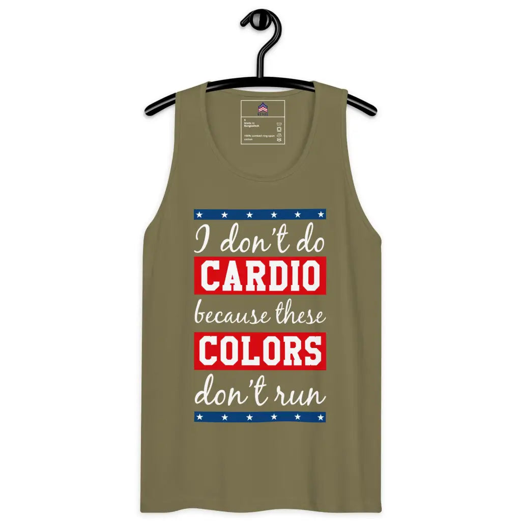 I Don’t Do Cardio Men’s Premium Tank Top - Military Green /