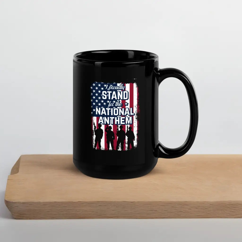 I Proudly Stand Black Glossy Mug - Republican