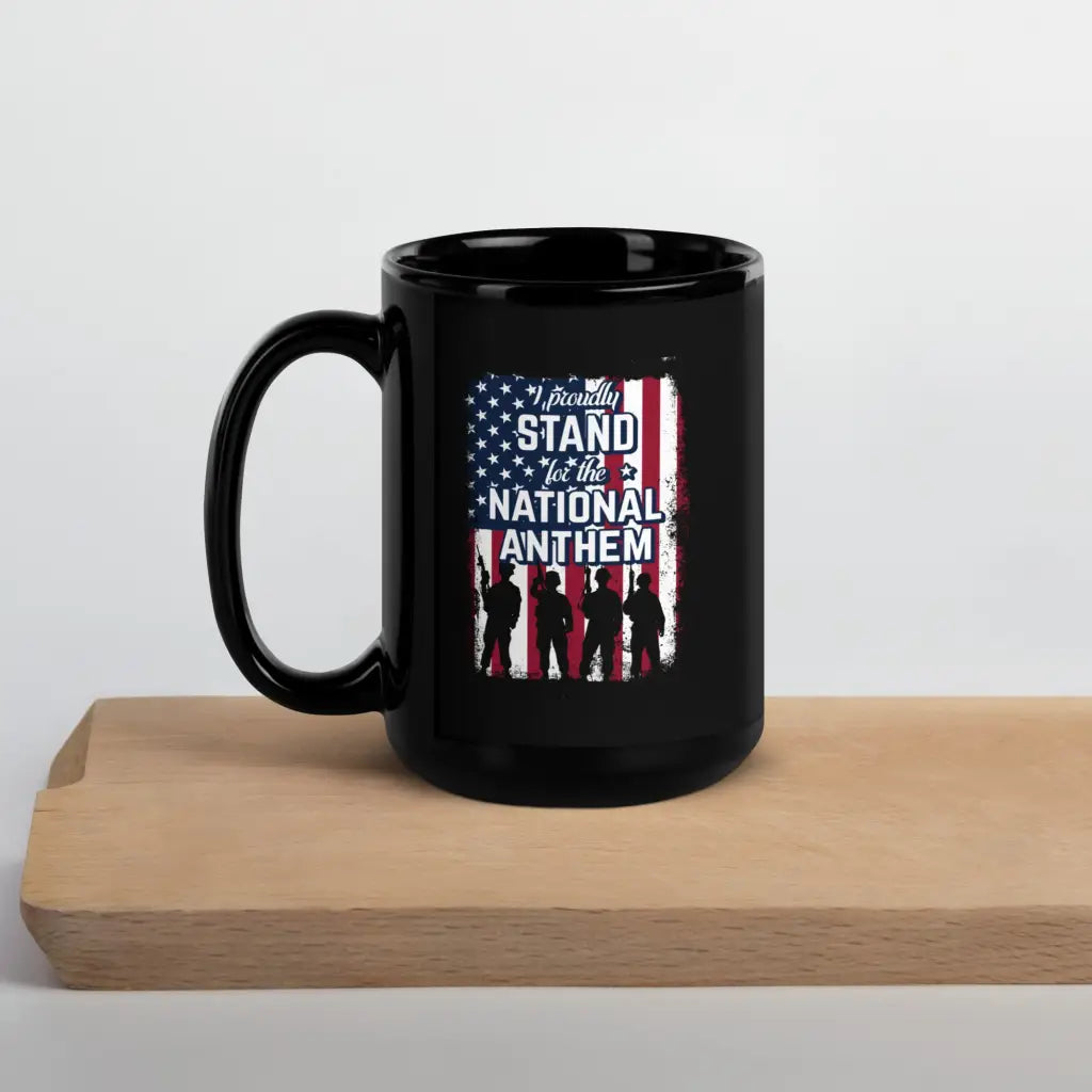 I Proudly Stand Black Glossy Mug - Republican