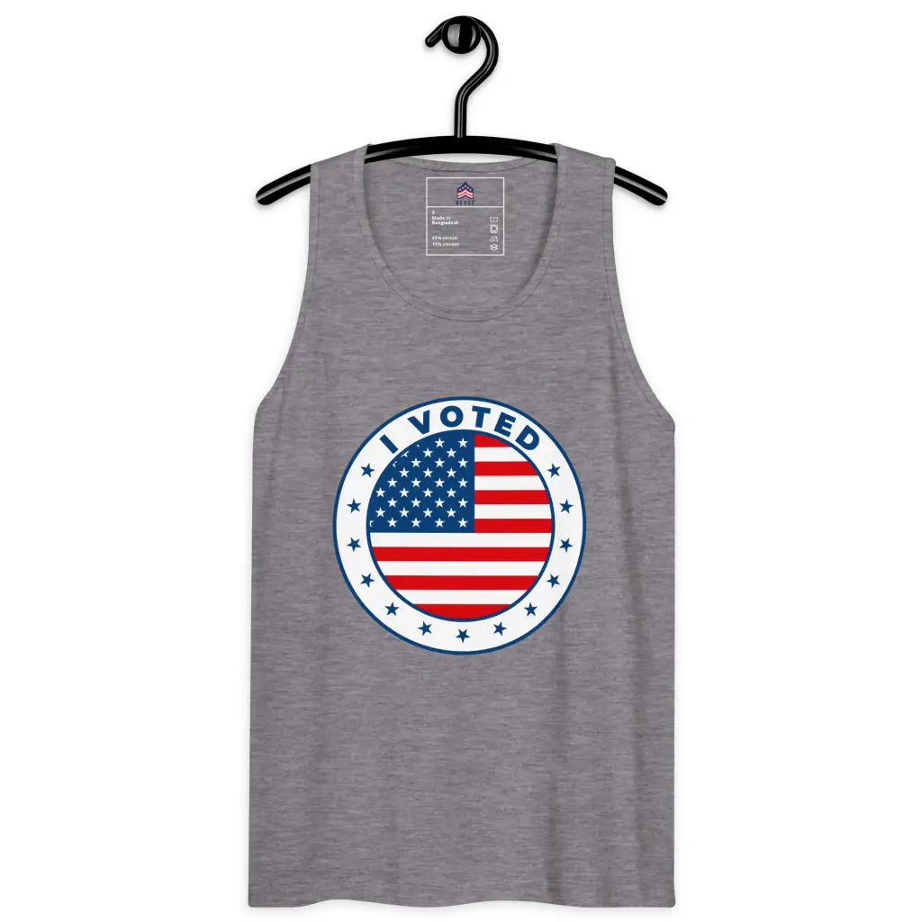 I Voted Men’s Premium Tank Top - Athletic Heather / s -