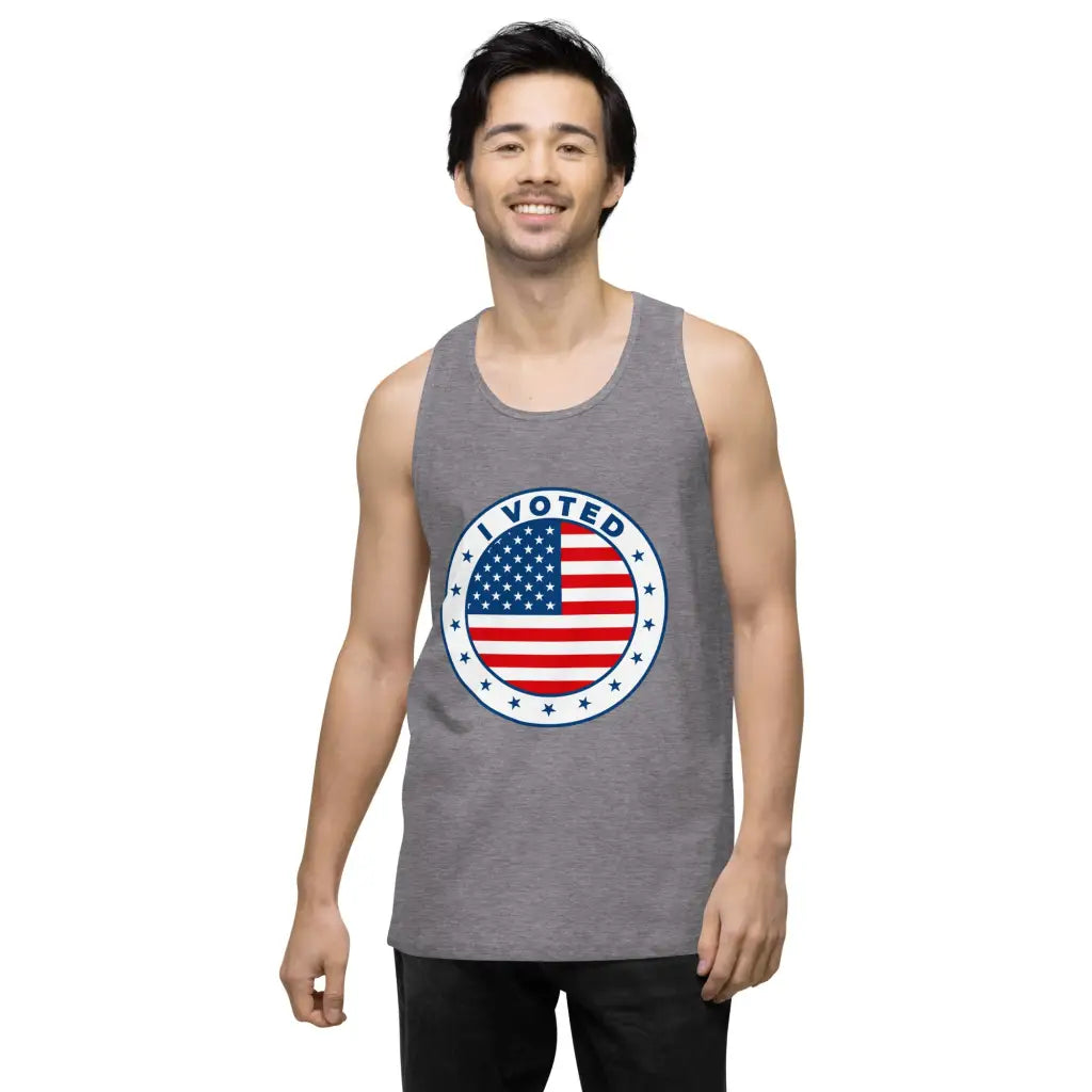 I Voted Men’s Premium Tank Top - Democratic