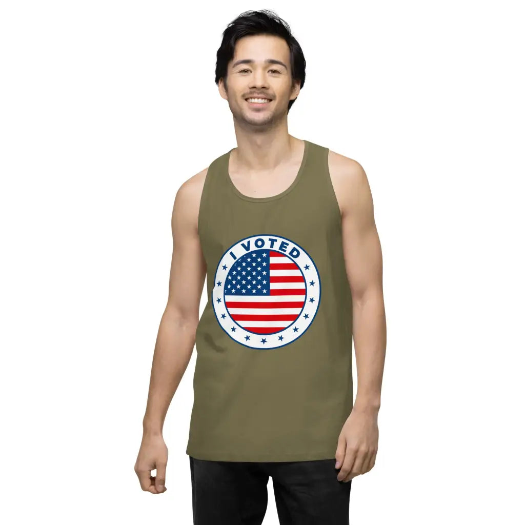 I Voted Men’s Premium Tank Top - Democratic