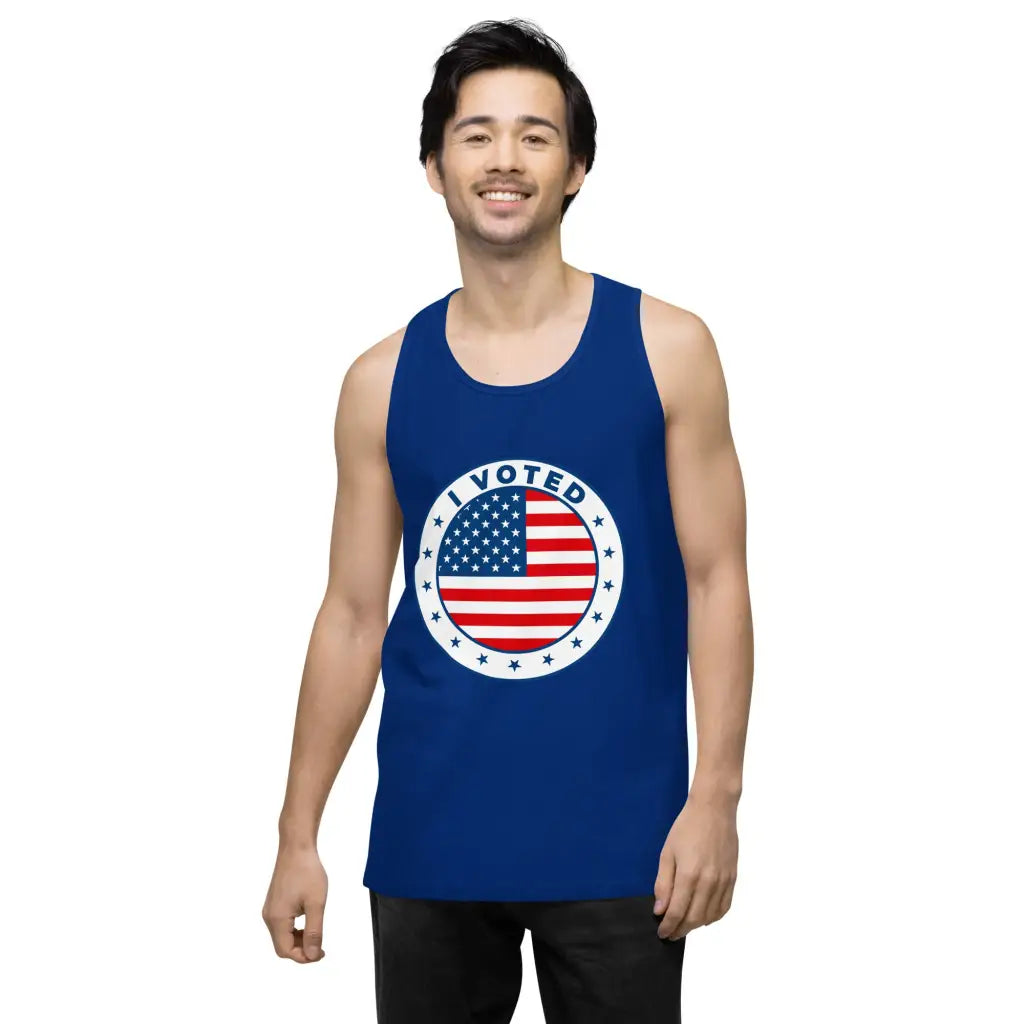 I Voted Men’s Premium Tank Top - Democratic