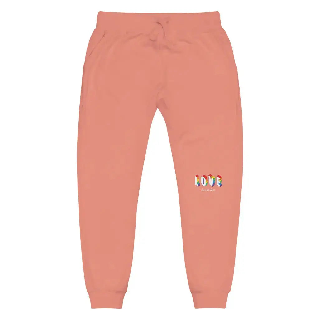 Love Is Love White Unisex Fleece Sweatpants - Dusty Rose /