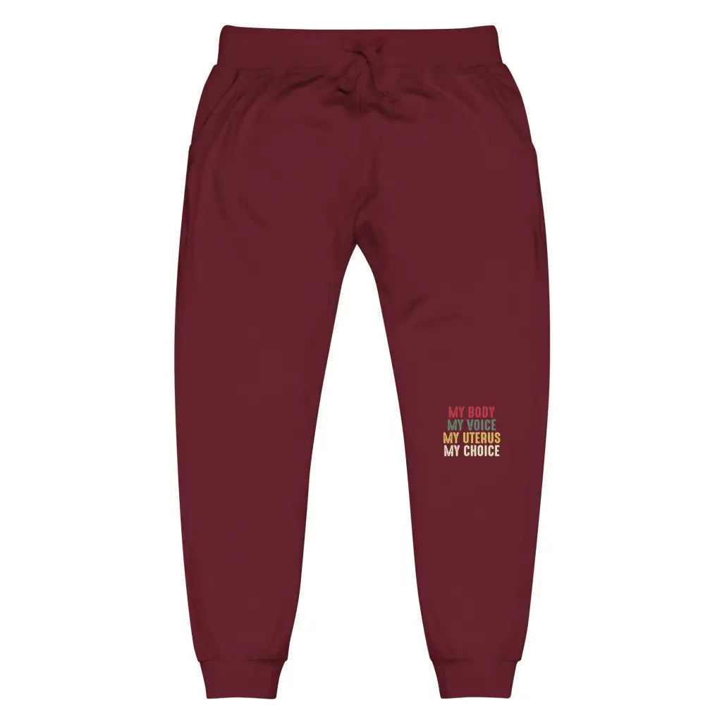 My Body - My Voice Unisex Fleece Sweatpants - Maroon / Xs -