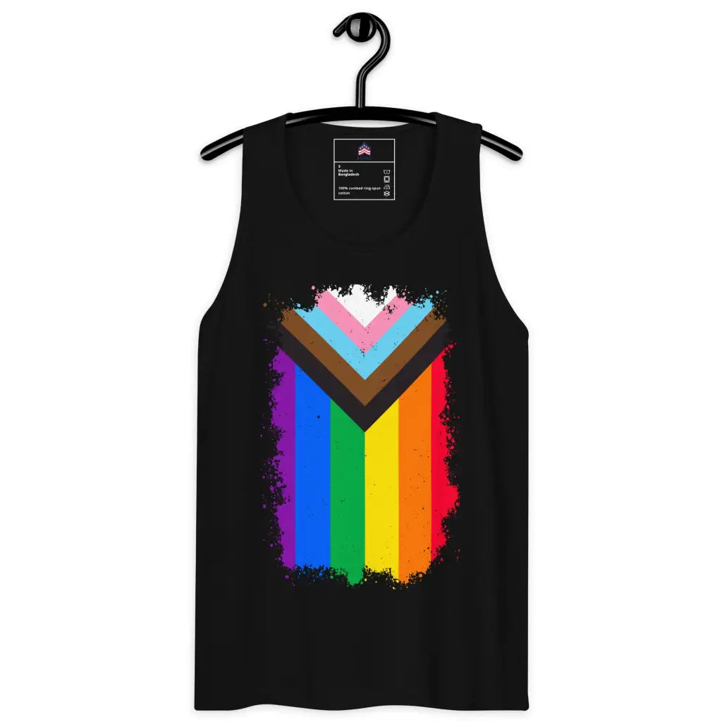 Progress Pride Flag Men’s Premium Tank Top - Black / s -