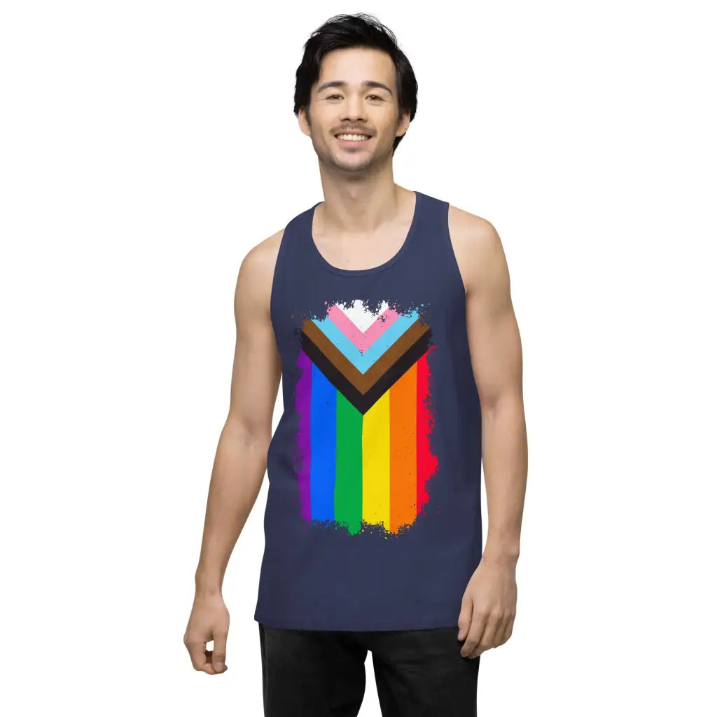 Progress Pride Flag Men’s Premium Tank Top - Democratic