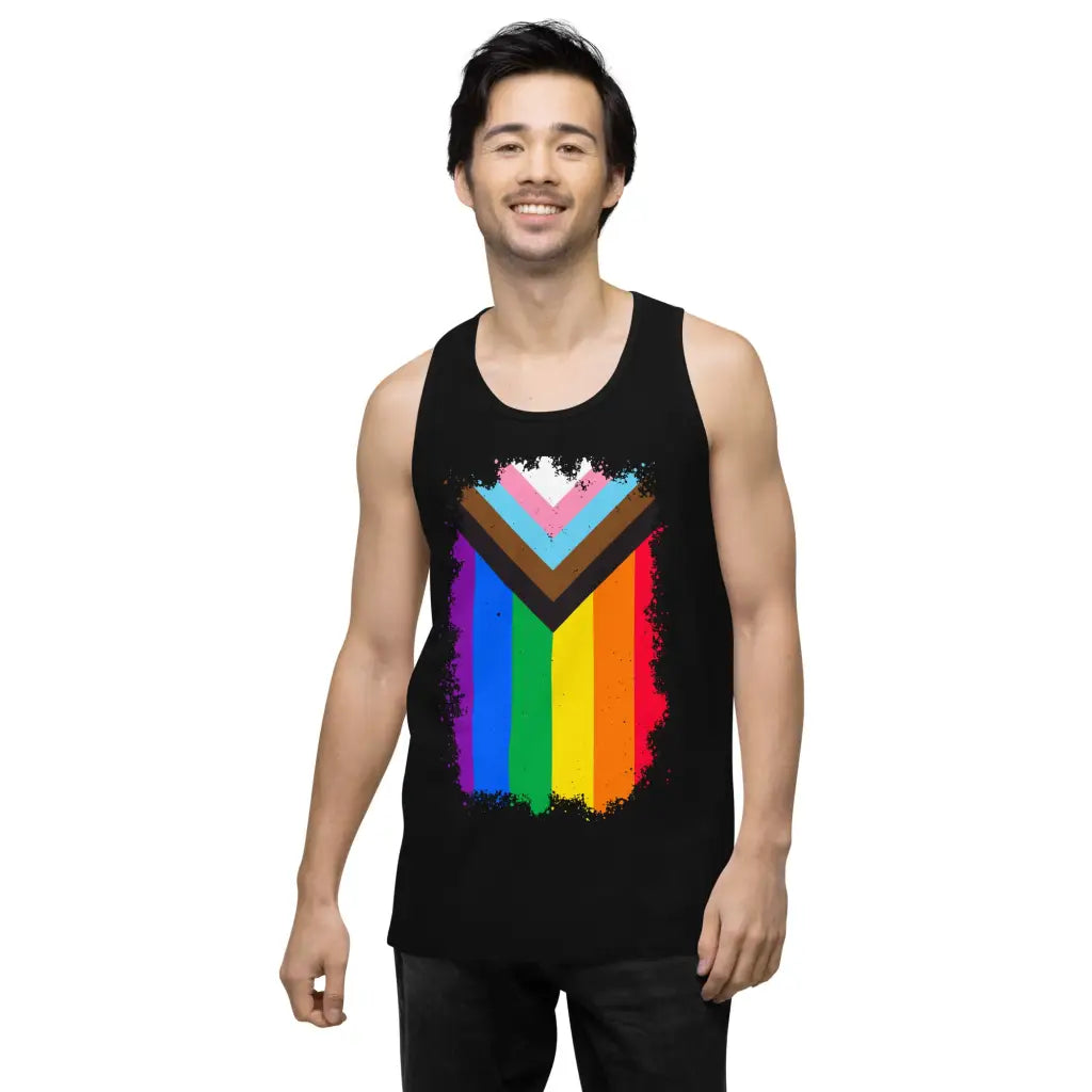 Progress Pride Flag Men’s Premium Tank Top - Democratic