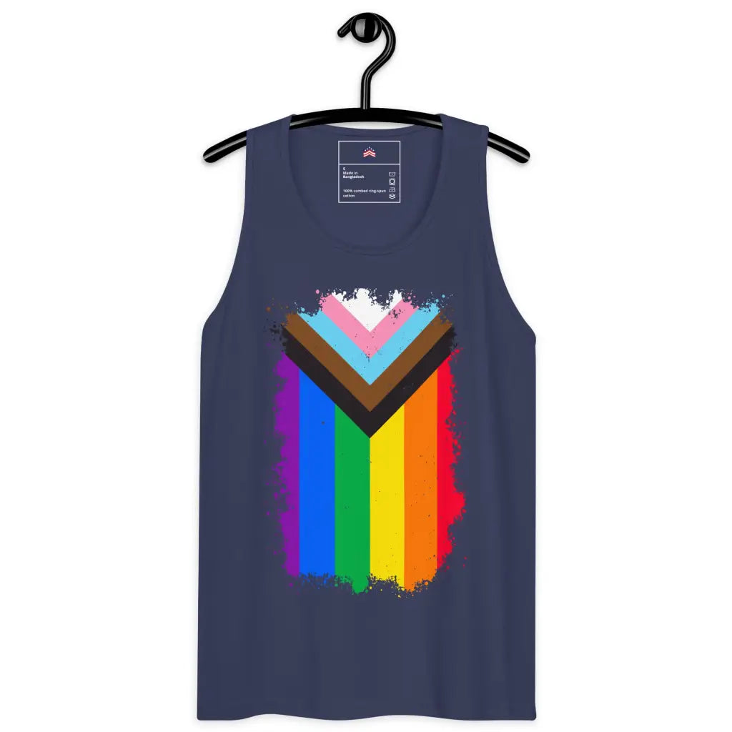 Progress Pride Flag Men’s Premium Tank Top - Harbor Blue / s