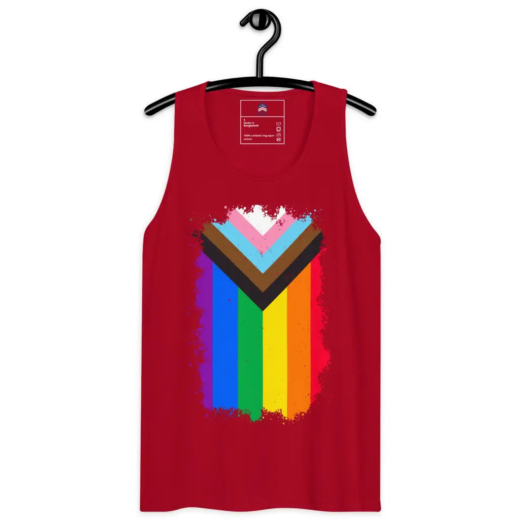 Progress Pride Flag Men’s Premium Tank Top - Red / s -