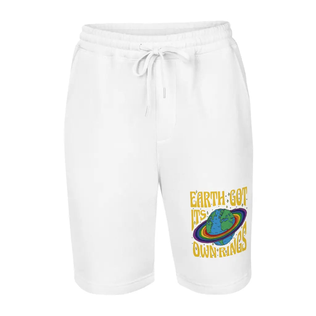 Rings Planet Men’s Fleece Shorts - White / s - Democratic