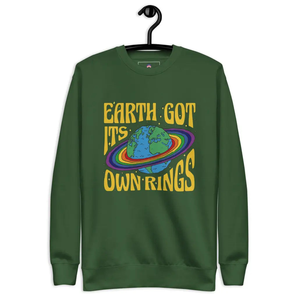 Rings Planet Unisex Premium Sweatshirt - Forest Green / s -