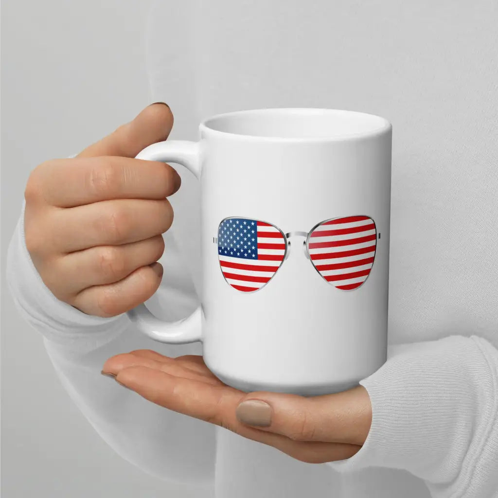 Stars & Stripes Aviator White Glossy Mug - Democratic