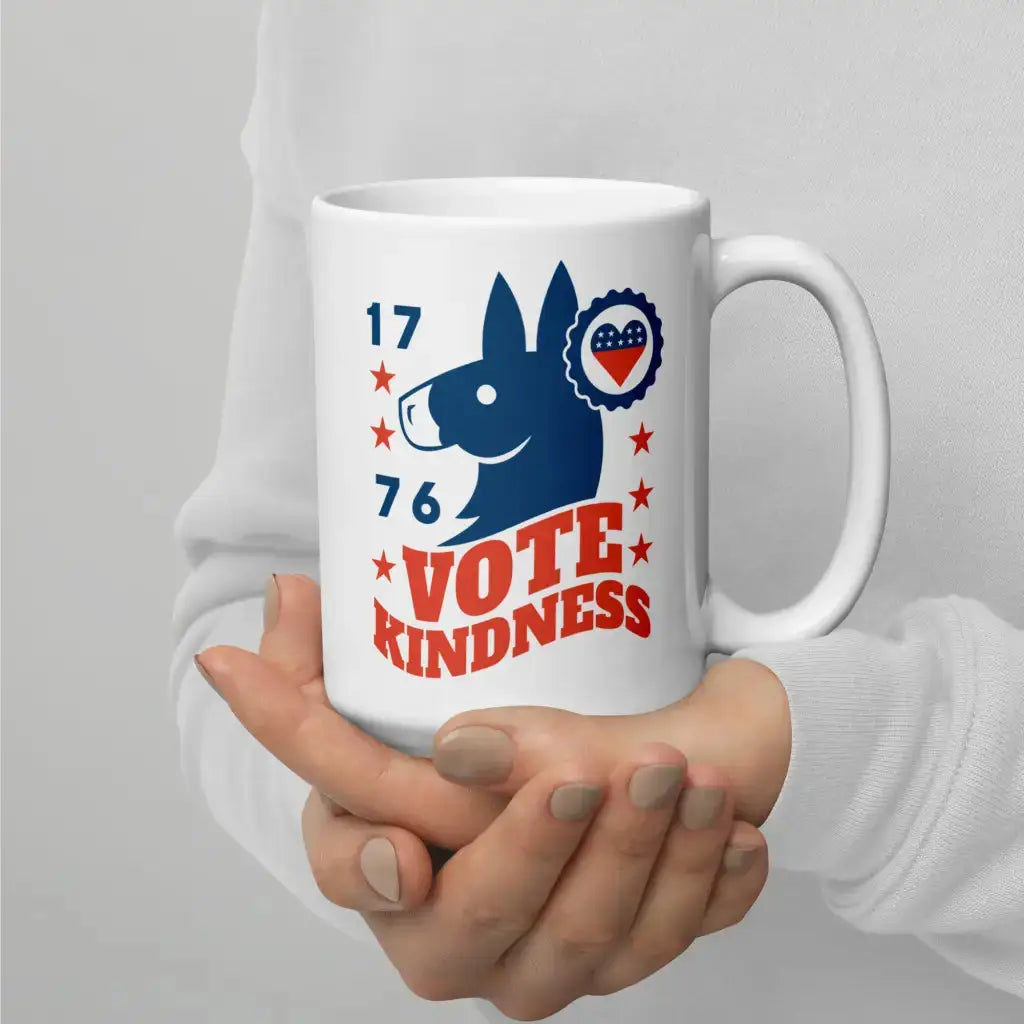 Vote Kindness White Glossy Mug - 15oz - Democratic